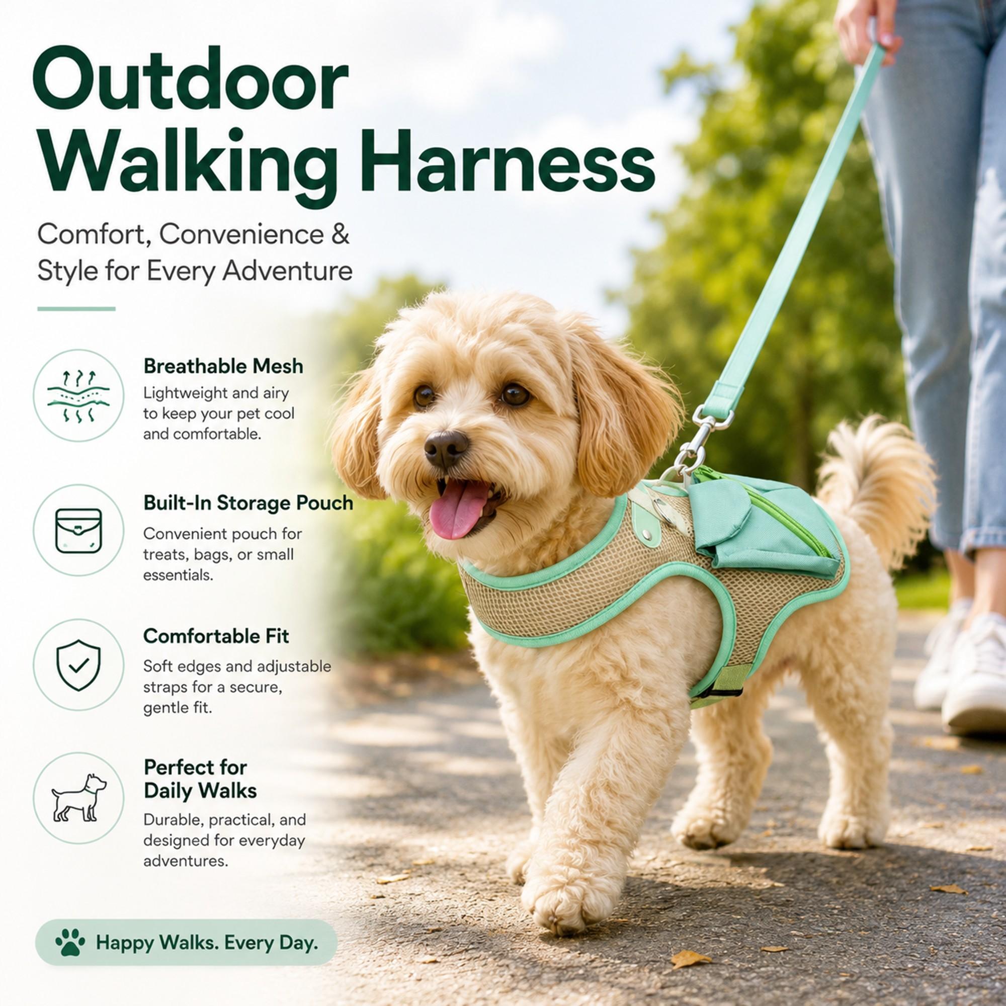 New Pet Harness Vest, Puppy Harness, Comfortable Breathable Design, Non-Restrictive Fit, Suitable for Large Medium Small Dogs, Outdoor Use, Anti-Rush, Anti-Lost