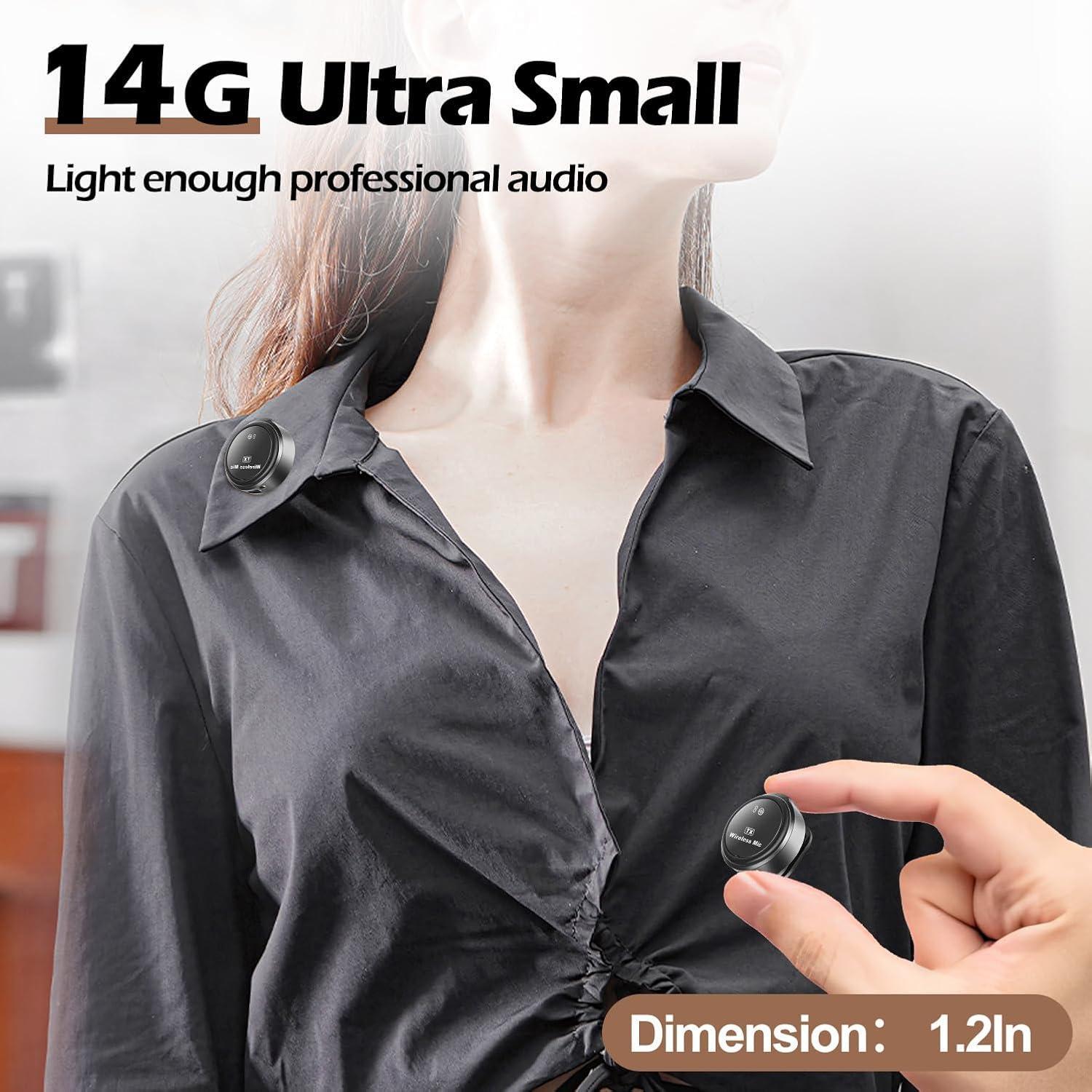 Wireless Microphone with Charging Case, Noise Reduction Lavalier Mic for YouTube TikTok Vlog Interviews, Rechargeable Microphone for iOS Android PC, Wireless Lavalier Mics