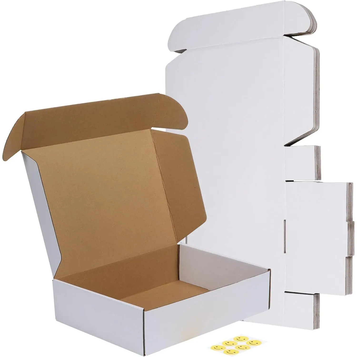 12x9x3 Shipping Boxes Set of 6, White Corrugated Cardboard Box for Packing, Mailing, Business