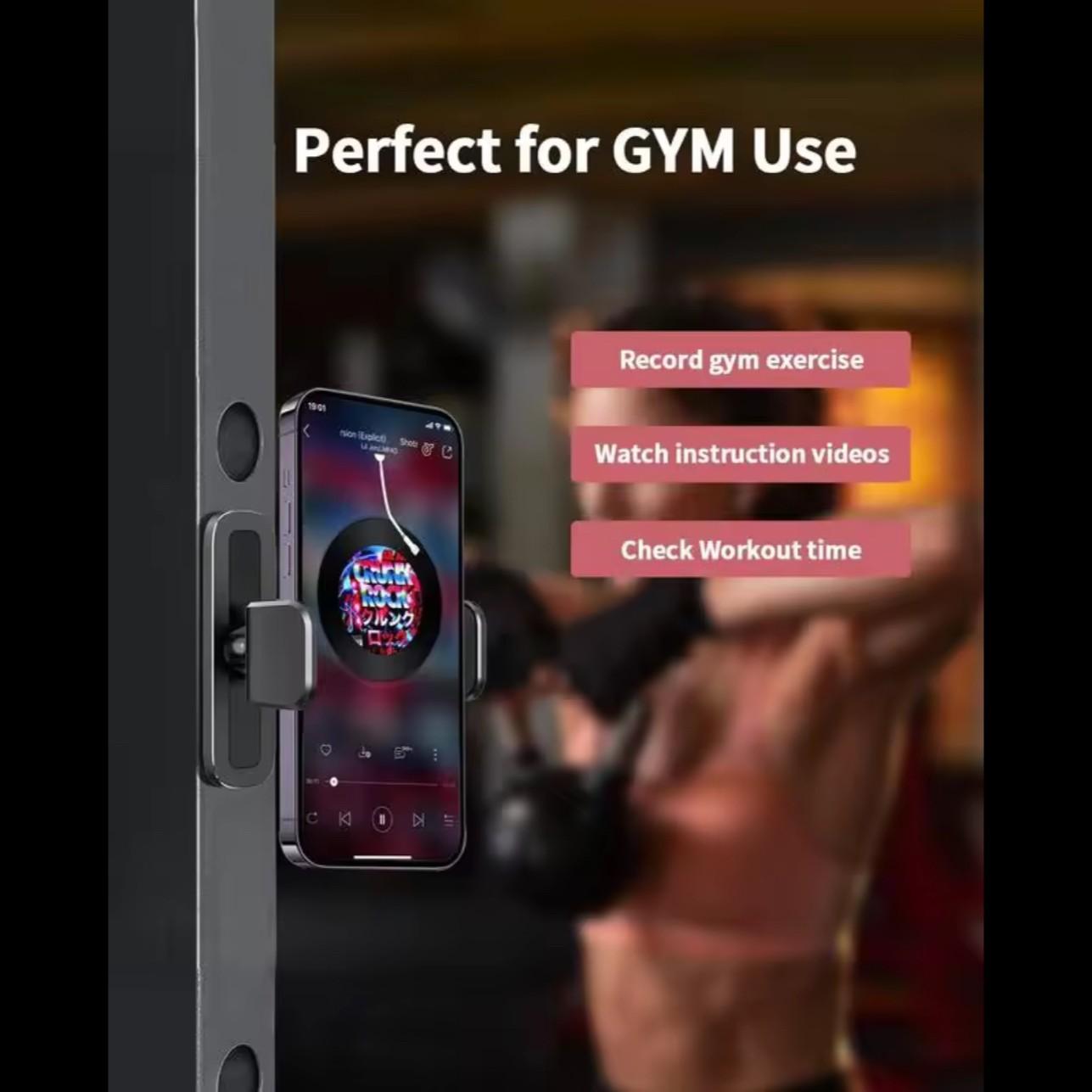Magnetic Gym Phone Holder, 360° Rotating Strong Magnet Workout Mount for Fitness Recording, Compatible with iPhone 17 16 15 14 13 12 & Android, Portable Gym Essentials for Men Women