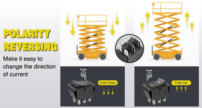 Nilight 6Pin Momentary Polarity Reverse Switch On Off On DPDT 3 Position 20A 12VDC 125VAC Motor Control Automatic Reset for Boat Automotive RV Jack Power Toggle w/Jumper Wire
