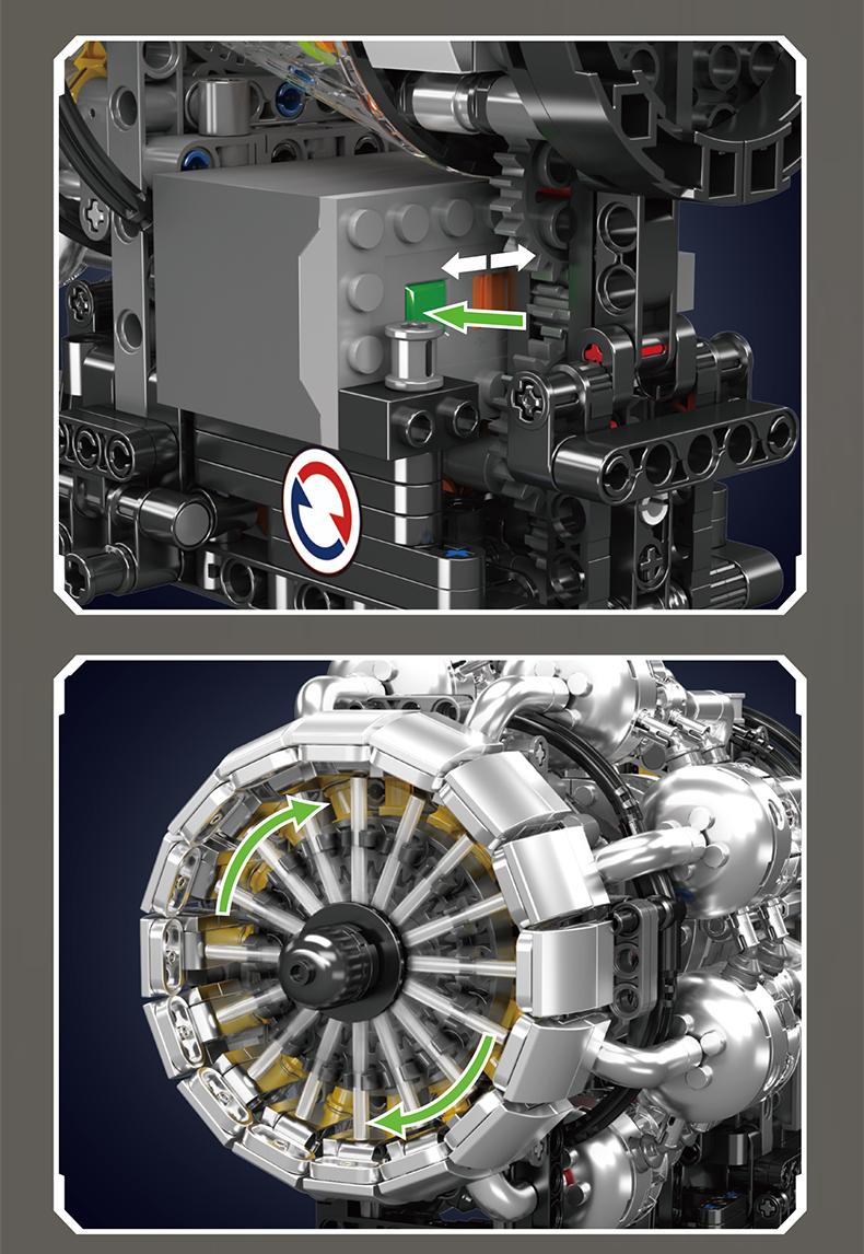 Mould King 10216 Turbine Engine Motor Model Building Block STEM Toy Display 1214 Pcs