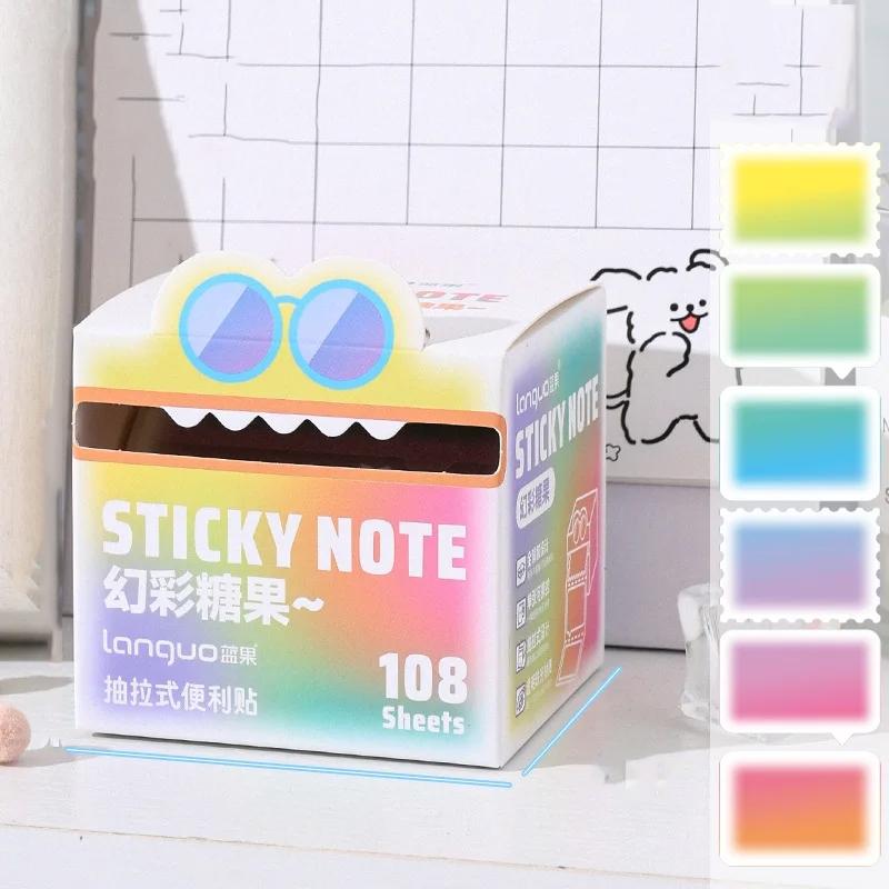 Random Color Cute Monster Pattern Sticky Notes, 105pcs/box Creative Multi-Purpose Sticky Notes, Sticky Memo Pads for Home, School and Office, Sticky Labels