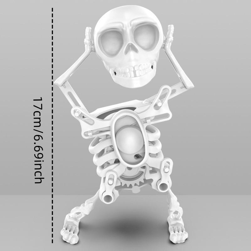 Jumping Skeleton Toy Swing Head Wind-Up Fun Small Decorative Figurine, Unique Dancing Skull Design, Perfect Gift Idea for Kids & Collectors