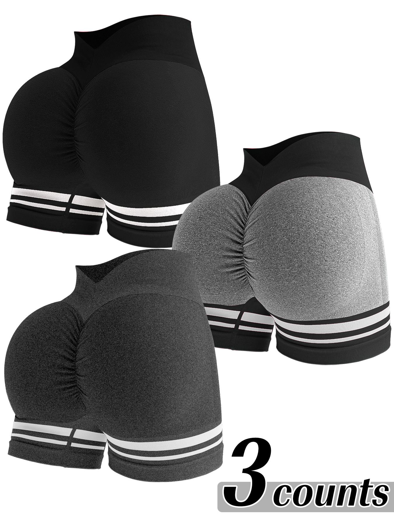 Women's Striped Print High Waist Gym, Sporty Breathable Comfortable High Stretch Yoga Shorts, Ladies Sportswear for Indoor Outdoor Wear Gym Fitness Shorts