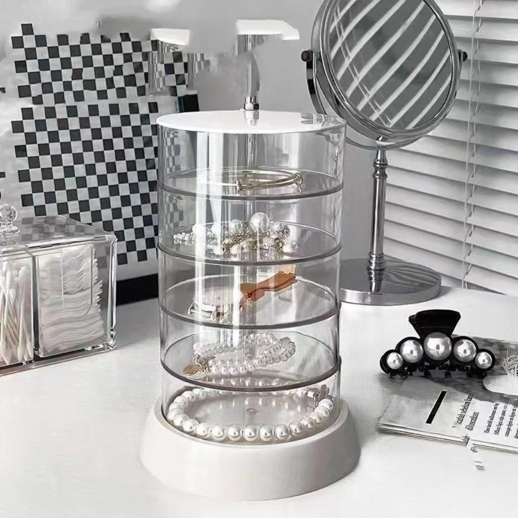 Rotating Large Capacity Cosmetic Organizer Box, Multi-Functional Desktop Storage Tray, Ideal for Vanity, Bathroom, Travel, Large Countertop Rack