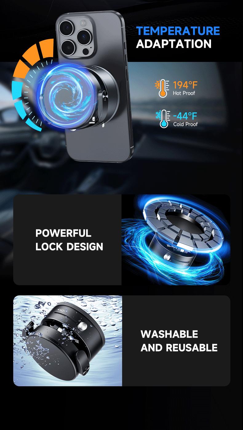 MAGIC JOHN 360° Rotating Magnetic Phone Holder Secure & Adjustable Stand for Car, Desk, Kitchen & Gym