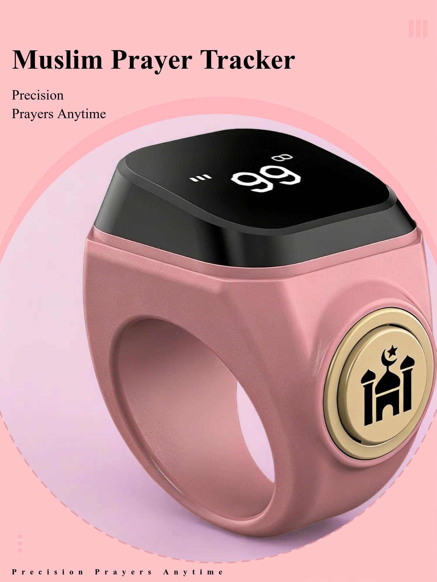 Smart Prayer Bead Counter Ring for Muslims, Waterproof Durability Digital Prayer Aid Praying Ring with APP Tracking & Vibration Reminder, Islamic Jewelry