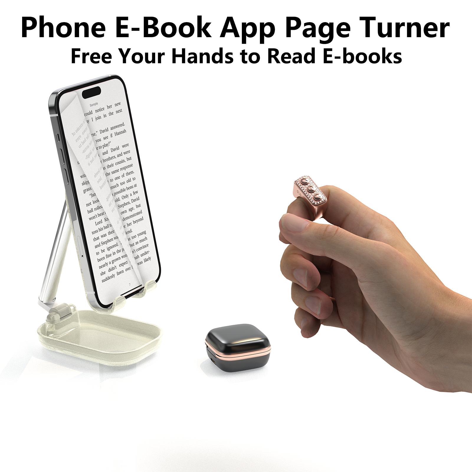 Xring Scrolling Ring Remote Control Ring with Rhinestones,Phone Ebook APP Page Tumner (Not for Kindle Device), Bluetooth Phone Remote for Camera Selfle,Smart Ring for iPhone, iPad, Android, Gold