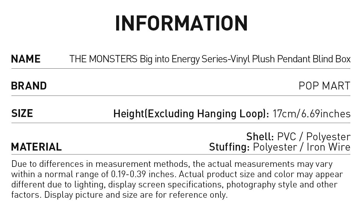 POP MART THE MONSTERS Big into Energy Series-Vinyl Plush Pendant Blind Box, Labubu Collectible Toys