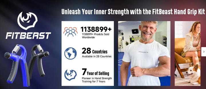 5 Pack FitBeast Funny Hand Grip Strengthener Workout Kit Forearm Grip Adjustable Resistance Hand Gripper, Finger Exerciser, Finger Stretcher, Grip Ring & Stress Relief Grip Ball for Athletes