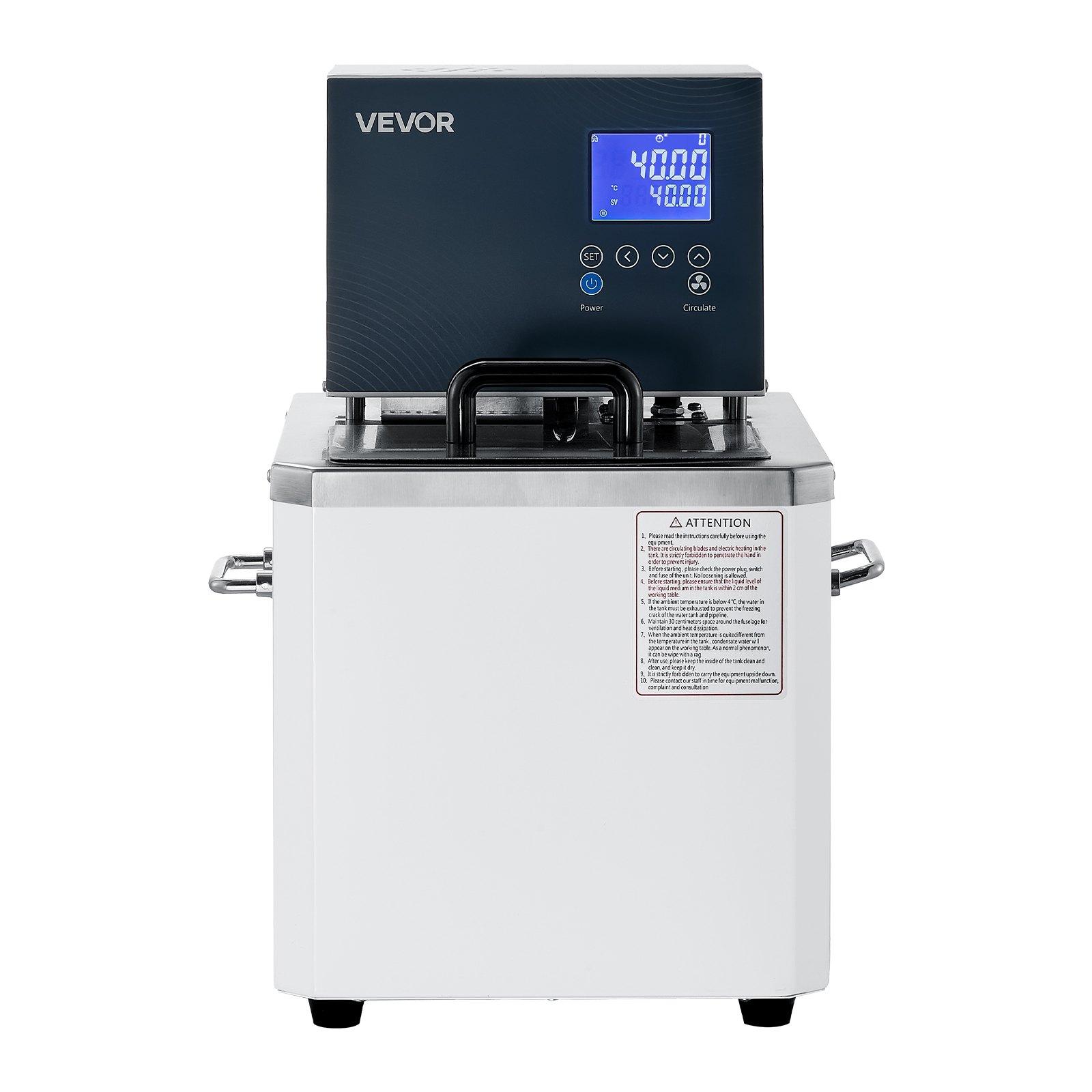 VEVOR 10L Lab Circulating Oil Bath, Digital Control, Up to 300°F/572°F, 0.1 Precision, Internal & External Dual Circulation Heating Tank for Laboratory Use, Constant Temperature, 0.1 High Precision