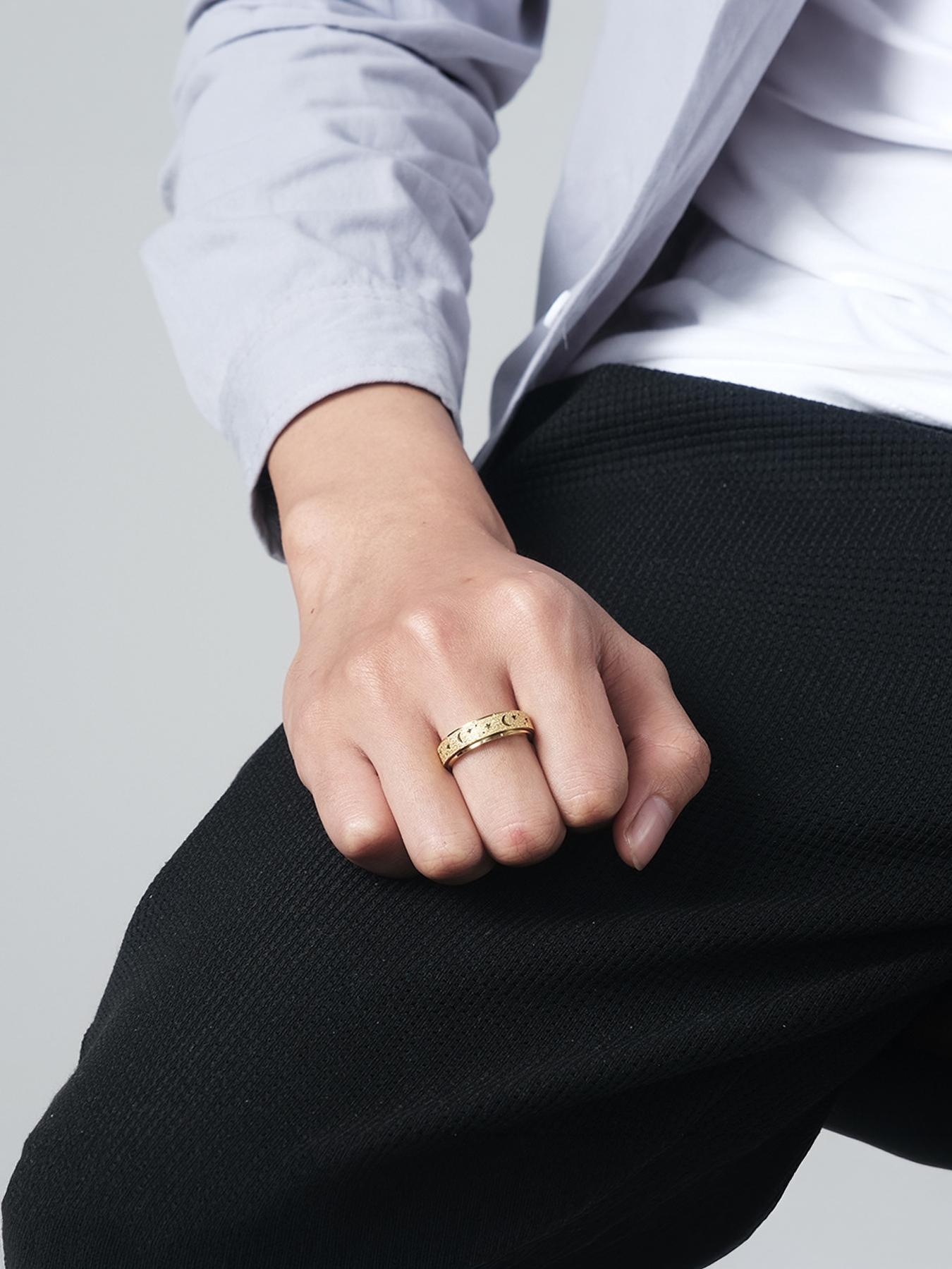 Xun Frosted Hollowed Unisex Stress Relief Anxiety Ring /6mm Stainless Steel Spinning Ring, A Great Stress Relief Item for Both Men and Women, Frosted Shiny Surface # Jewelry/Stainless Steel/Couples/Festivals/Parties/Ideal Gift