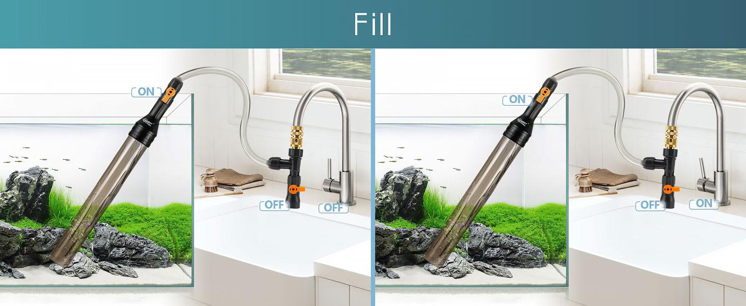 hygger Bucket-Free Aquarium Water Change Kit Metal Faucet Connector Fish Tank Vacuum Siphon Gravel Cleaner with Long Hose 25FT/33FT/49FT Drain & Fill hygger Bucket-Free Aquarium Water Change Kit Metal Faucet Connector Fish Tank Vacuum Siphon Gravel Cleaner with Long Hose 25FT/33FT/49FT Drain & Fill