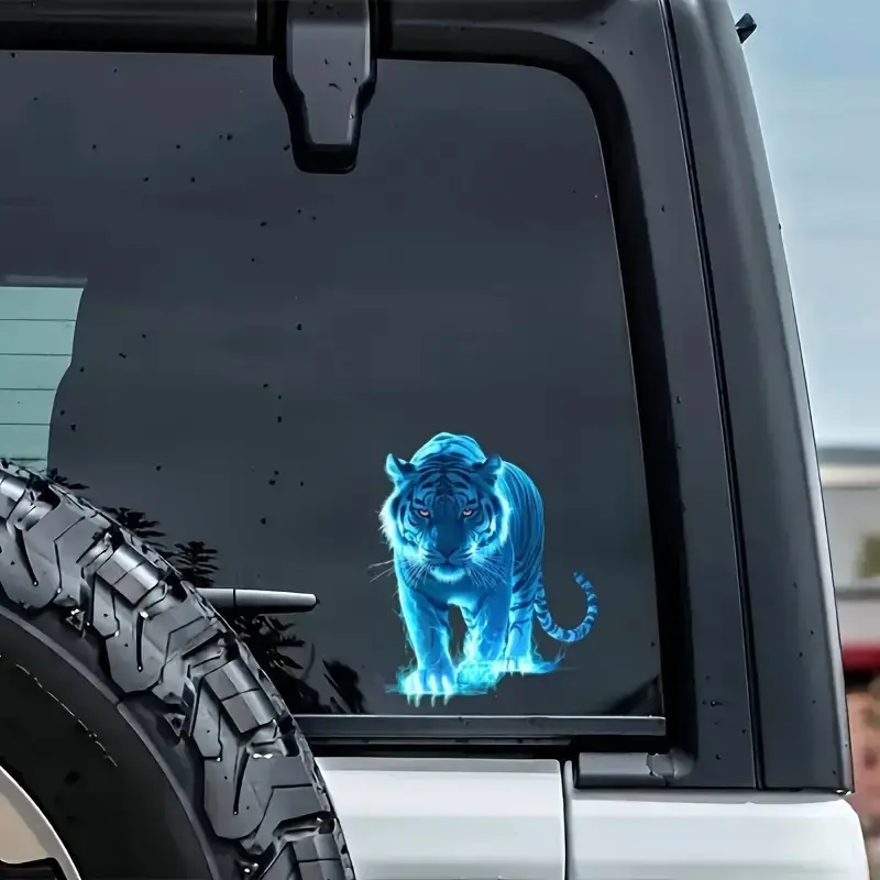 Cool Blue Flame Tiger Car Sticker Modify Your Car Unique Decor Decal