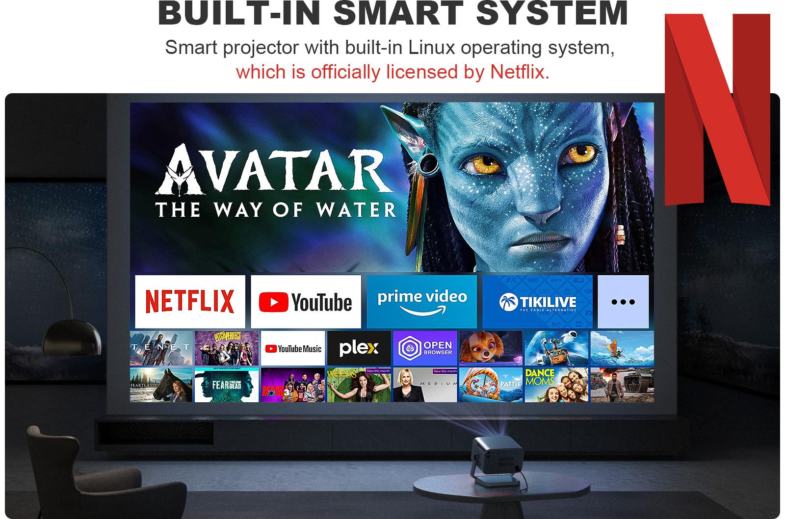 VOPLLS Netflix Certified Portable Projector Native 1080P Gaming | Outdoor Movie Mini Projector with Dual Auto Focus & Keystone Correction | 3D Dolby Audio, WiFi 6 & Bluetooth 5.0 | 50% Zoom for Home Theater, Camping, (600 ANSI Lumen, HDMI/USB-C)