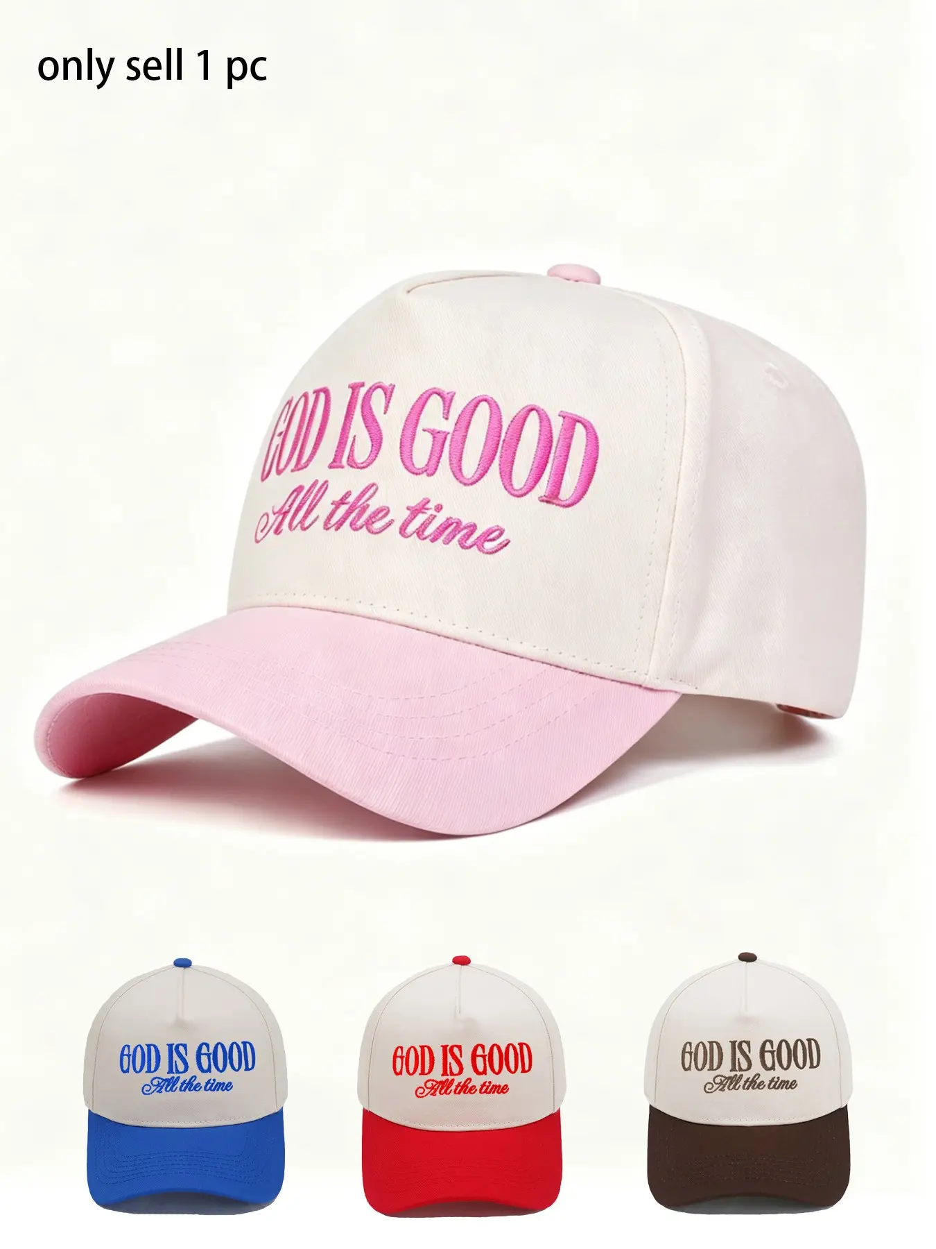 Unisex All the Time Letter Embroidered Baseball Cap, Adjustable Outdoor Sun Protection Hat, Casual Fitted Travel Beach Vacation Cap