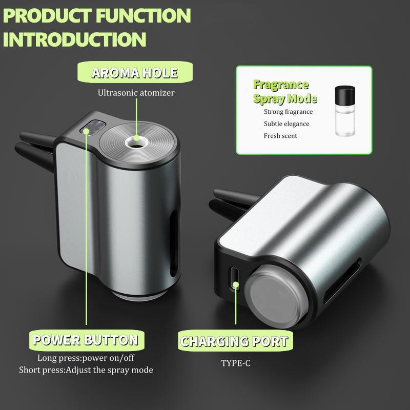 Rechargeable Car Air Freshener Diffuser - 3*10ml Natural Perfume Essential Oil,Adjustable Concentration Scent