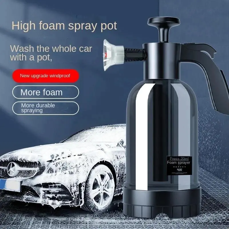 2L Hand Pump Foam Sprayer with 2 Types of Nozzle Hand Pneumatic Foam Cannon Snow Foam Car Wash Spray Bottle Car Window Cleaning