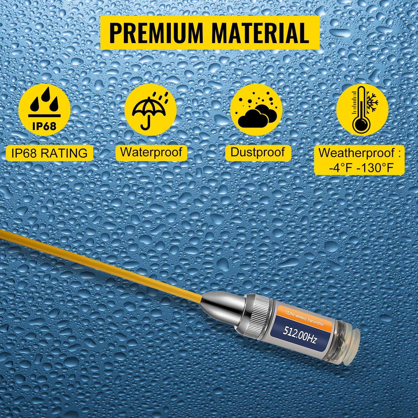 VEVOR 512HZ Sonde 8/5 and 1/4-20 Connectors Rigid Drain Locator for Locating Detecting Small Sewer Pipelines, Silver