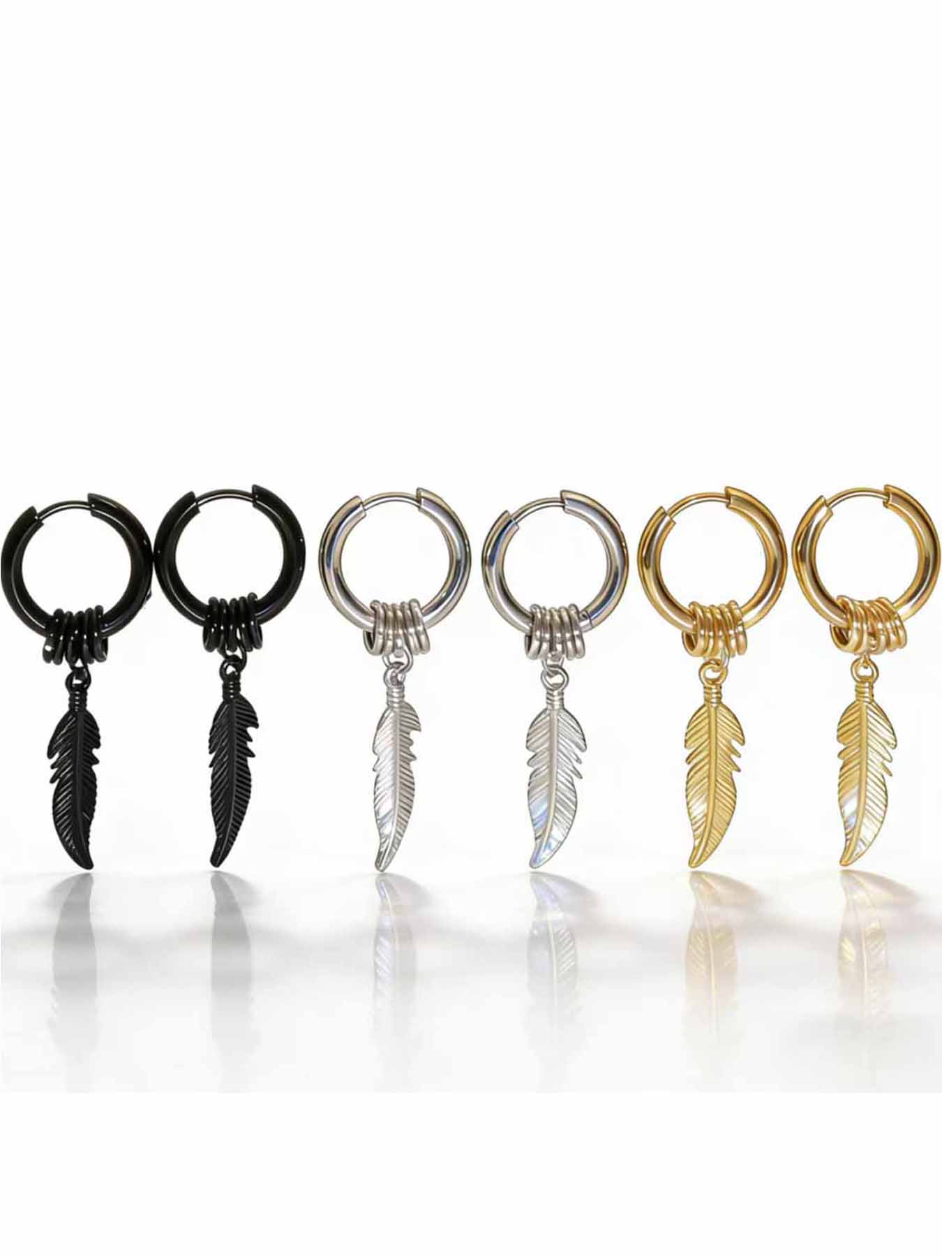 Feather Pendant Coil Earrings, Easy to Wear, Secure Fit, Suitable for Most Ear Shapes, Unisex Design, Durable and Comfortable