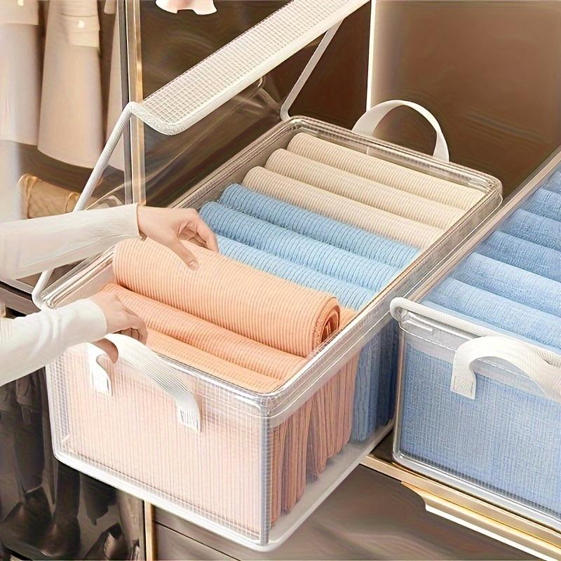 5-Pack Large Foldable Storage Bins  Closet Organizers, Sturdy Stackable Plastic Boxes with Lids, Space-Saving for Clothes, Bedding Seasonal Decor. Multifunctional, Durable  Lightweight for Home, Shelf Under-Bed Storage.