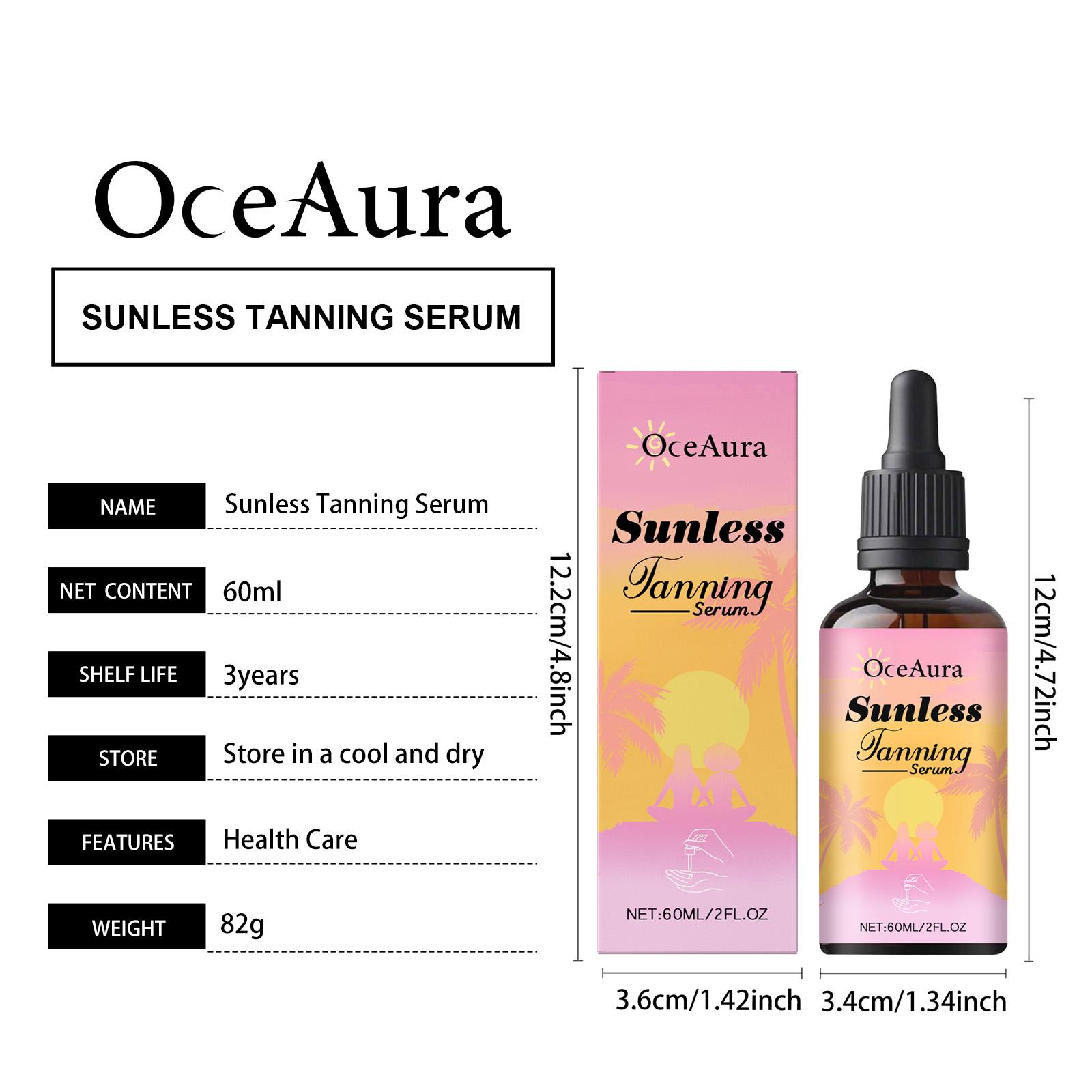 Moisturizing Self-Tanning Serum, 60ml Sunless Tanner for a Natural Bronzed Glow on Body & Face, Lessening UV Exposure for Adults, Fresh And Clean, Indoor, Lessening Long-Time Uv Exposure, Soothing And Repairing, Without Sun Exposure