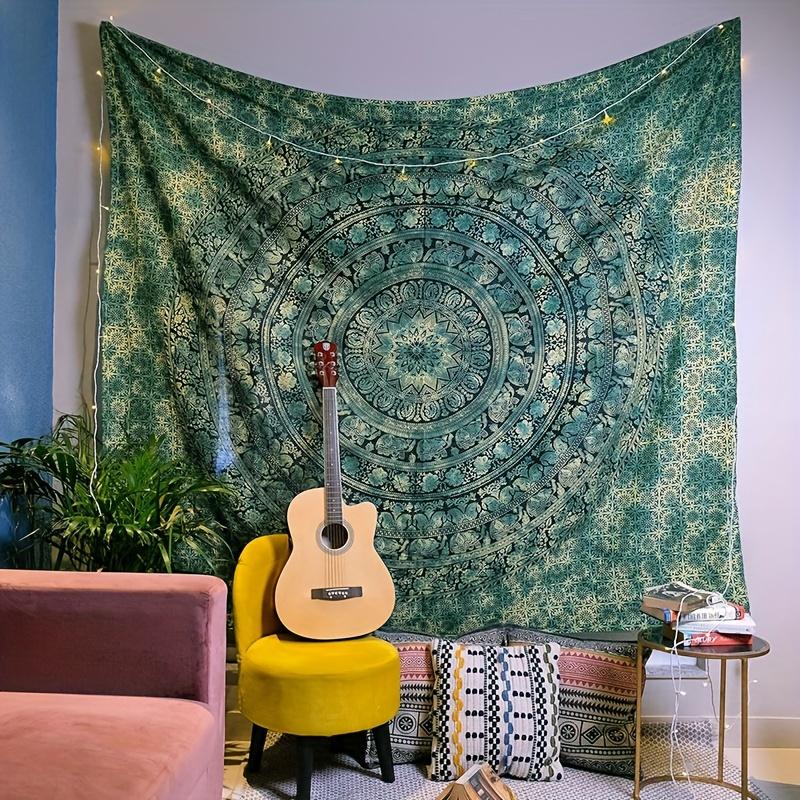 1Pc Bohemian Mandala Printed Tapestry, Boho Floral Design, Polyester Tapestry, Tapestry Wall Mural, Wall Hanging Living Room Bedroom Office, Home Decoration Room Decoration Party Decoration, with Free Installation Package