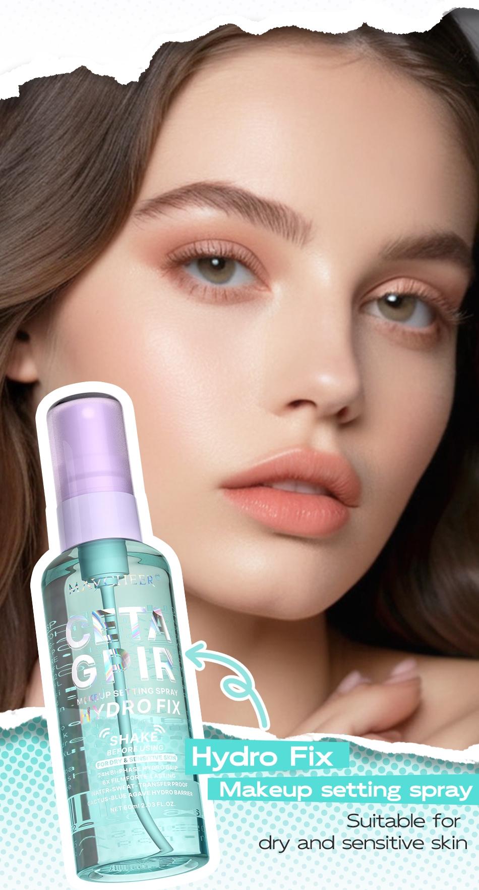 Maycheering Get Grip Matte Water Gloss Setting Spray, Makeup Setting Mist, Makeup Fixing Spray - 2.03oz Waterproof Oil Control Moisturizing Setting Spray, Light Lasting Formula, Anti-smudge, All Day Lasting Setting for Sensitive Light Skin
