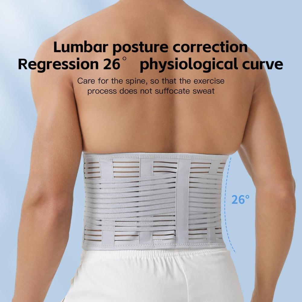 Adjustable Lower Back Brace - Breathable Mesh Posture Corrector Belt with Multiple Support Straps for Lower Back Support, Posture Improvement, Sports, Gym, and Long Hours of Office Sitting, Breathable Lumbar Brace