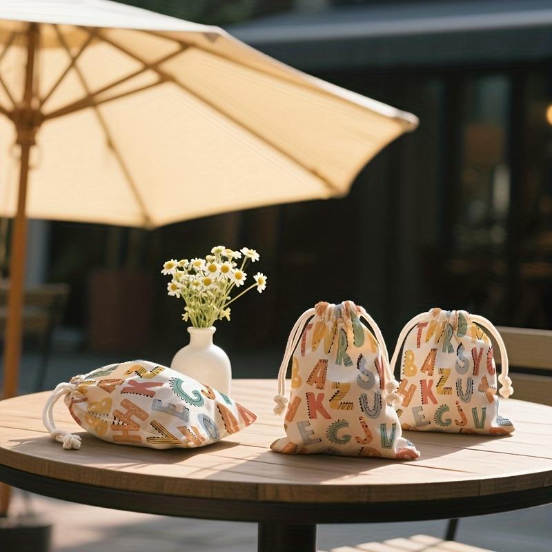 Gift for Her/Him Animal Texture Alphabet Patchwork Happy Learning Parent-child Pattern Drawstring Storage Bag, Cosmetics and Jewelry Storage Bag, Storage Bag Bundle Pocket, Suitable for Travel, and Accessories Drawstring Bag.