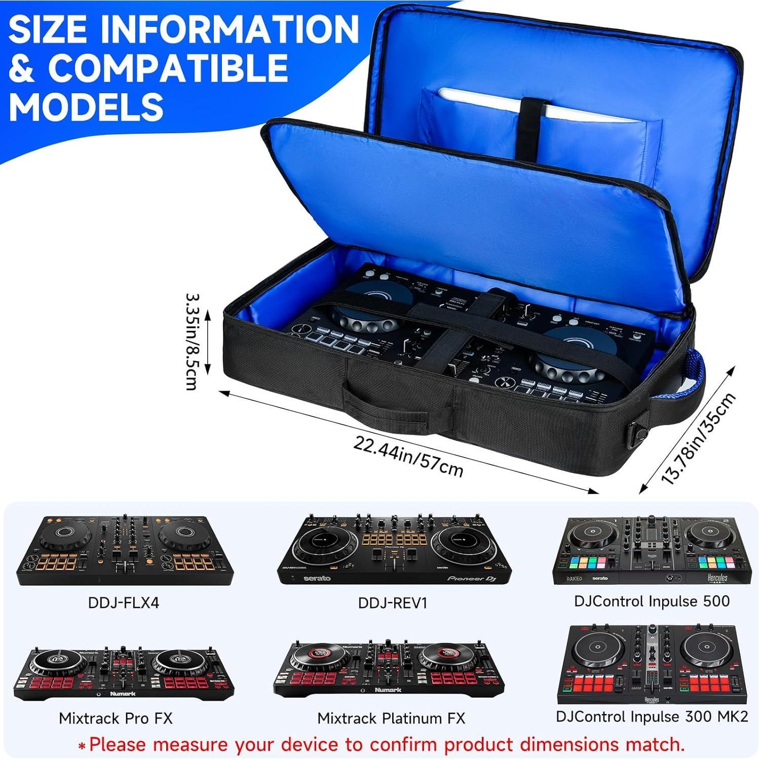 DJ Controller Case Compatible with DDJ-FLX4/DDJ-REV1/DDJ-SB3/DDJ-400,Fits 16" Laptop,Mic & Headphone Pockets,Padded DJ Backpack for Numark Mixtrack Pro FX,Mixstream Pro,Hercules Inpulse 500 DJ Controller Case Compatible with DDJ-FLX4/DDJ-REV1/DDJ-SB3/DDJ-400,Fits 16" Laptop,Mic & Headphone Pockets,Padded DJ Backpack for Numark Mixtrack Pro FX,Mixstream Pro,Hercules Inpulse 500