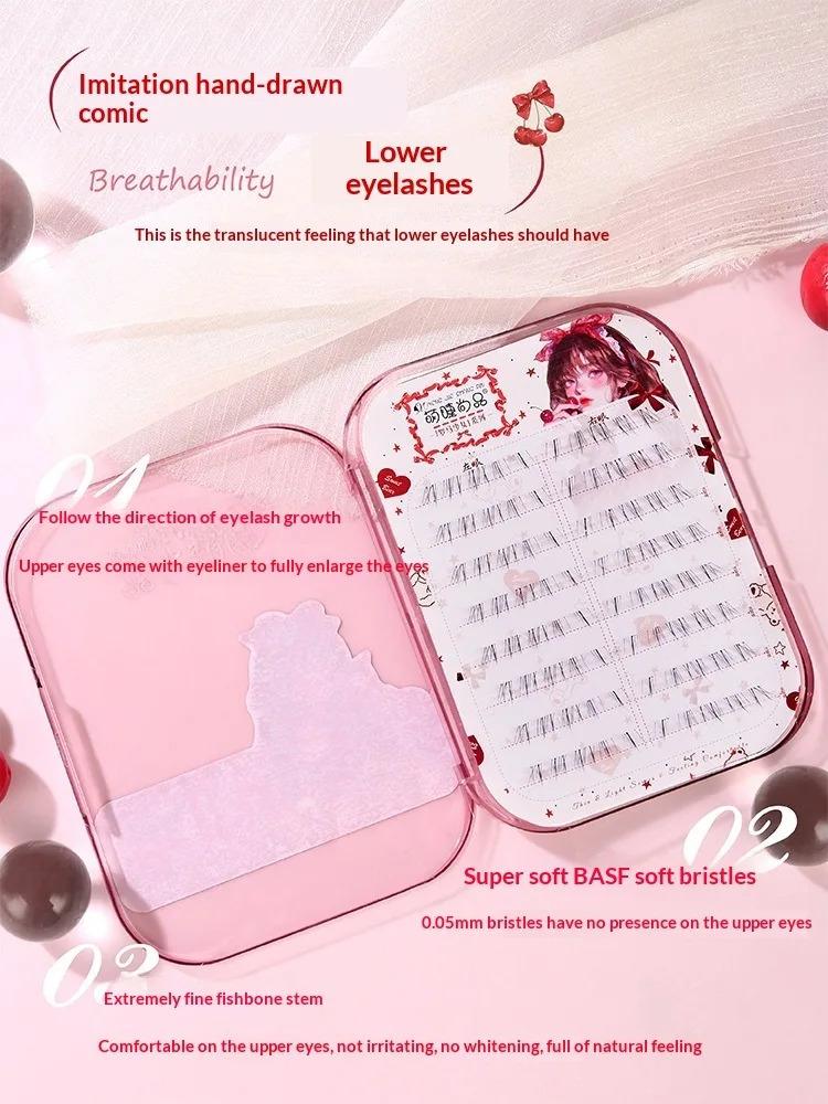 No Glue Under Eyelashes Cluster -Lower Lashes, Natural Volume,Segment Lashes, Easy Apply for Beginners, Anime Eye Lashes,Easy To Remove,4-8mm