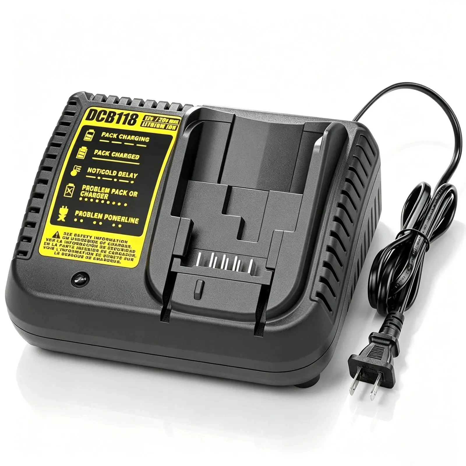 DCB118 Li-ion Battery Charger for Dewalt 12V-20V Max Tools, Compatible with DCB112, DCB101, DCB105, DCB107, DCB115, LED-Indicated, CE & FCC Certified