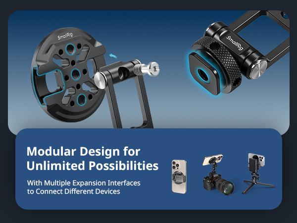 SmallRig Magnetic Metal Phone Mount with Cold Shoe Mount, Adjustable Rotatable Phone Tripod Holder Adapter for iphone17 Pro/MAX, Camera Monitoring, Tripods, Stabilizers - 5156
