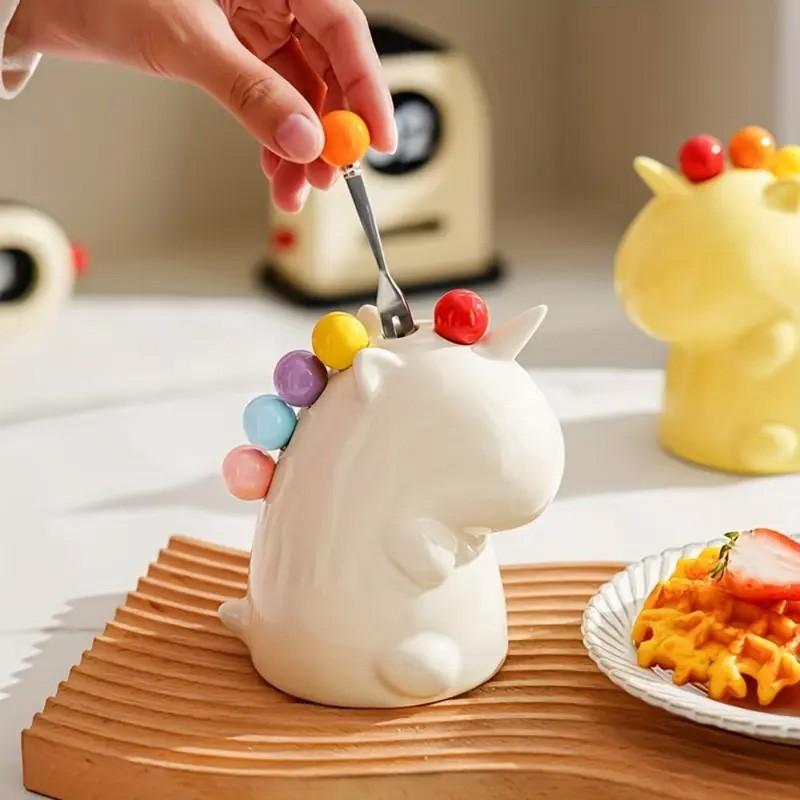 ⚖️ [Aesthetic Tableware] Unicorn Bento Food Picks | Kitchen Organizer Jar - (Handle With Care)