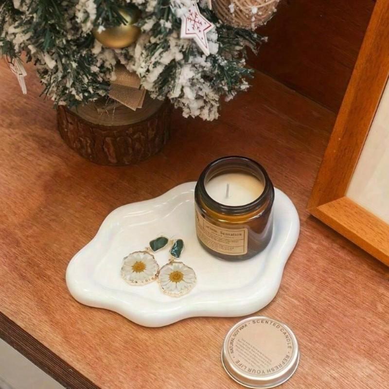 Jewelry Storage Tray - White/Silver Plated - Elegant display stand for necklaces, bracelets, earrings, and other jewelry - Durable ABS resin vanity tray - Unisex, perfect for birthdays, weddings, and Valentine's Day gifts - Ideal for dressing tables, desk