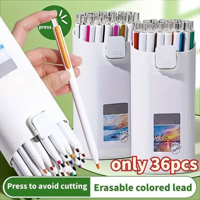 Multifunctional Drawing Colored Pencils, Automatic Color Pencil, Erasable, Replaceable Core, Oil-Based, Professional Art Supplies, Art Materials