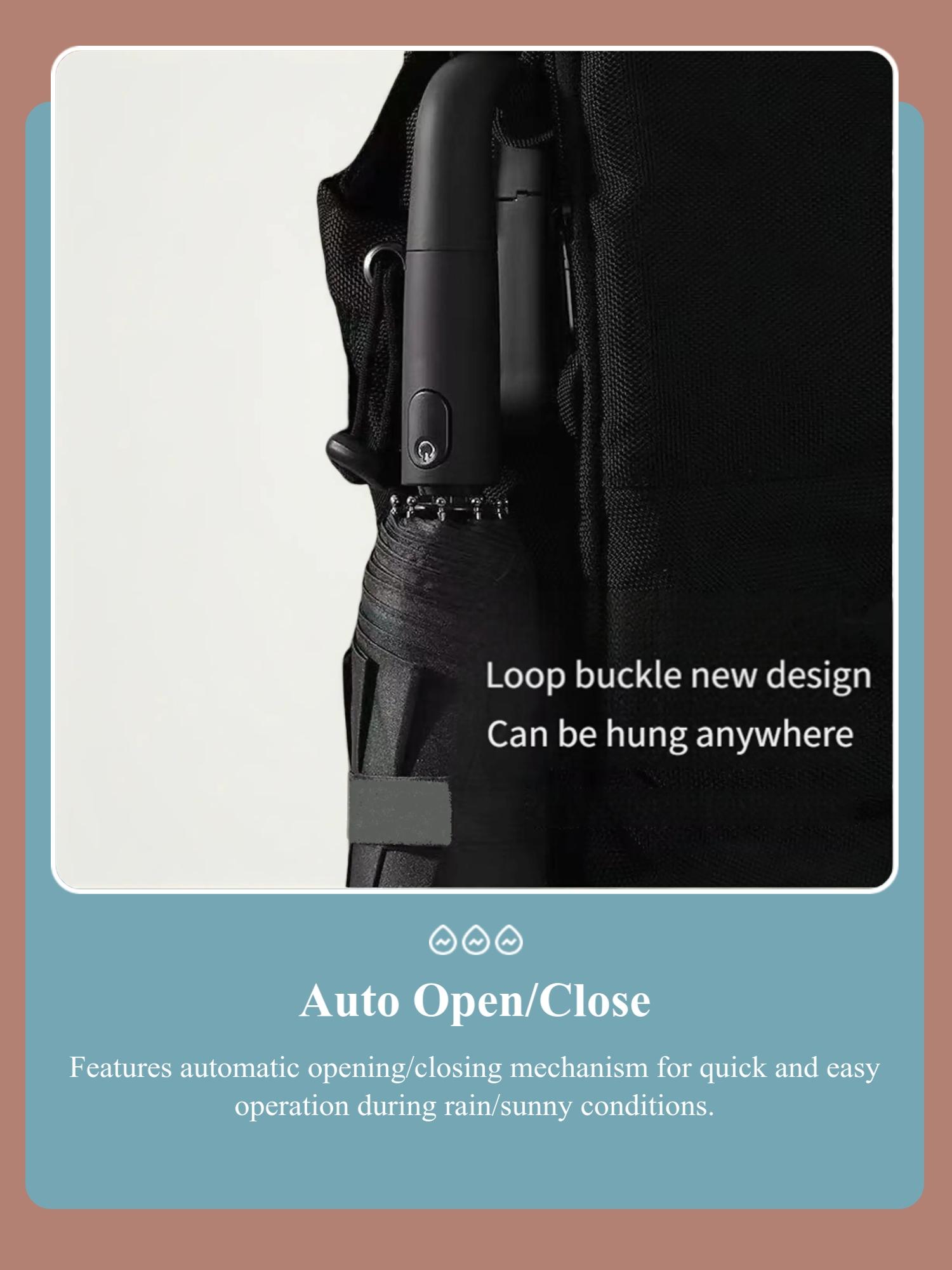 Full Automatic Ring Hook Umbrella, Large Thick Reinforced Hanging Foldable Rain and Sunny Dual Use Windproof Fishing Umbrella