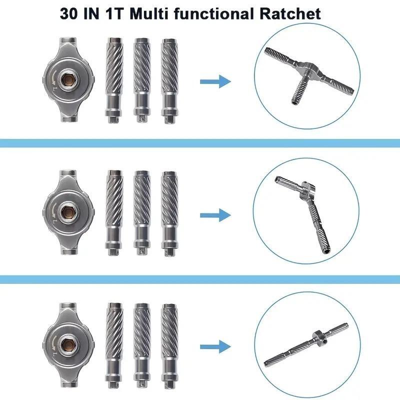 30-In-1 Multi-Function Ratchet Screwdriver Set, Space-Saving Design, Solves Various Installation Problems, Essential Tool Kit