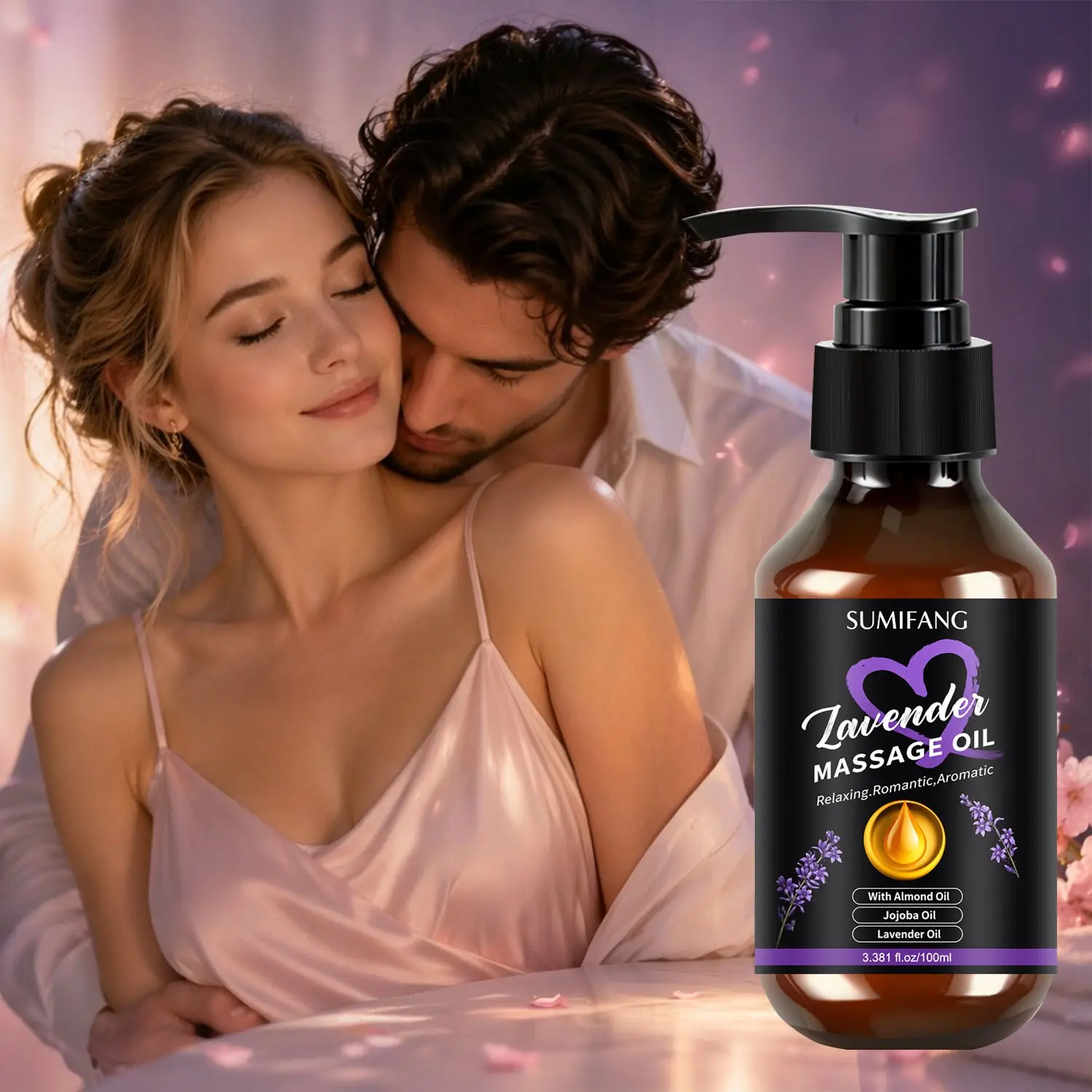 Lavender Aromatherapy Massage Oil, Body Care, Moisturizing Body Oils, Sweet Almond Jojoba Tea Seed Vitamin E, Deep Nourishing, Smooths Skin, Suitable for All Skin Types
