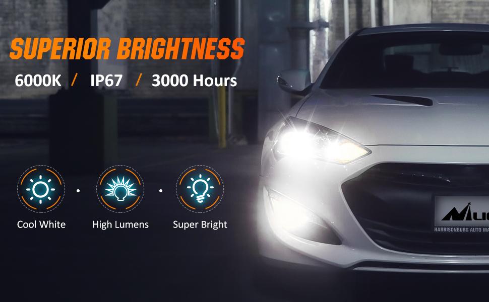 Nilight D4S 35W 6000K Diamond White HID Headlight Bulbs Super Bright Waterproof Beam Pattern Lighting Kit