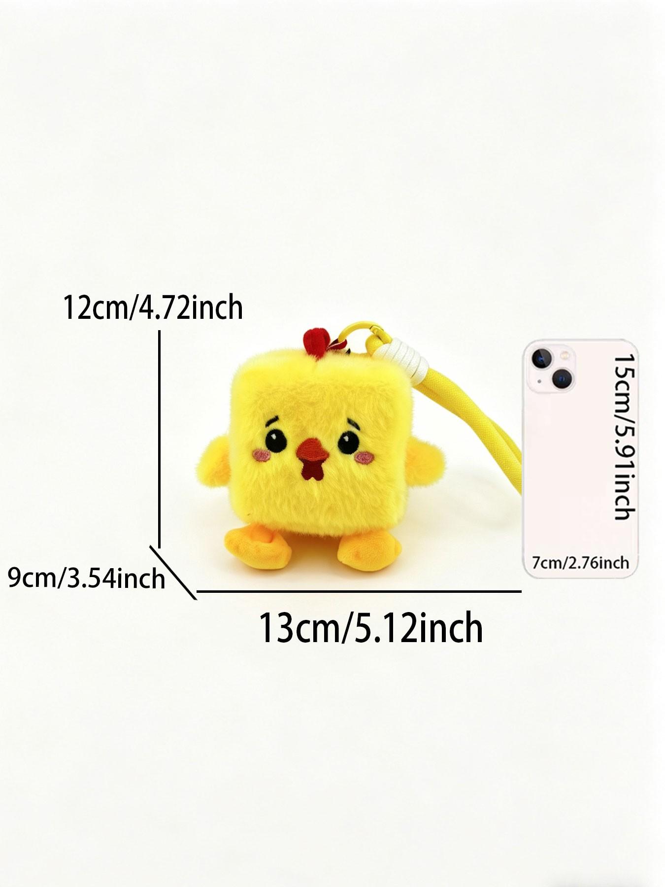 Cute Chicken Plush Keychain, Soft and Cozy Plush Material, Bright, Comb, Stitched Mouth and Cheeks, Durable Woven Strap