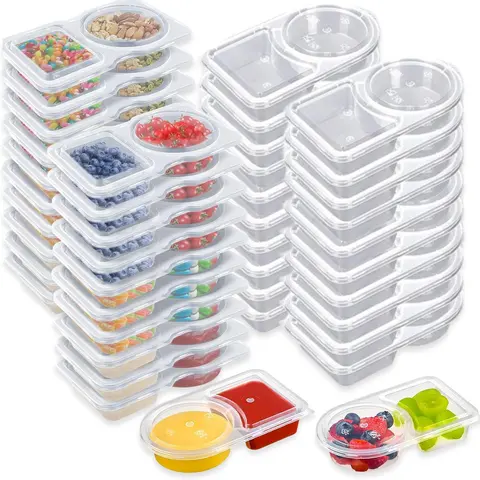 40-Set Airtight Reusable Stackable Food-Safe Snack Containers with Spill-Proof Lids, 20pcs Snack Box Portion-Ready Travel-Ready Packs, Double-Compartment Kids' Kitchen Containers for Refrigeration, Road Trip Use