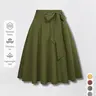 New Arrival Women's Solid Color Midi Skirt, High Waist Loose Fit Bow Design, Side Pocket Zipper Closure, Elegant Fashion for All Seasons