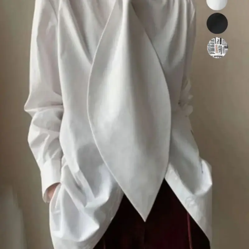 Women's Solid Color Long Sleeve High Neck Shirt, Versatile Large Bow Tie Top, Elegant Ladies Blouse for Any Occasion, Casual Bishop Sleeve, Elegant Fitted Top