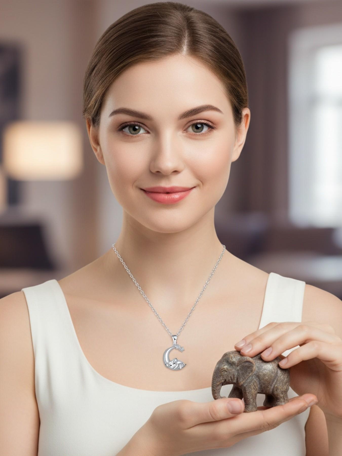 Star & Moon Glow Original niche cute moon and elephant necklace.Paired with a surprise double-door preserved rose jewelry gift box.Ideal gift for birthdays, Mother’s Day and Valentine’s Day.