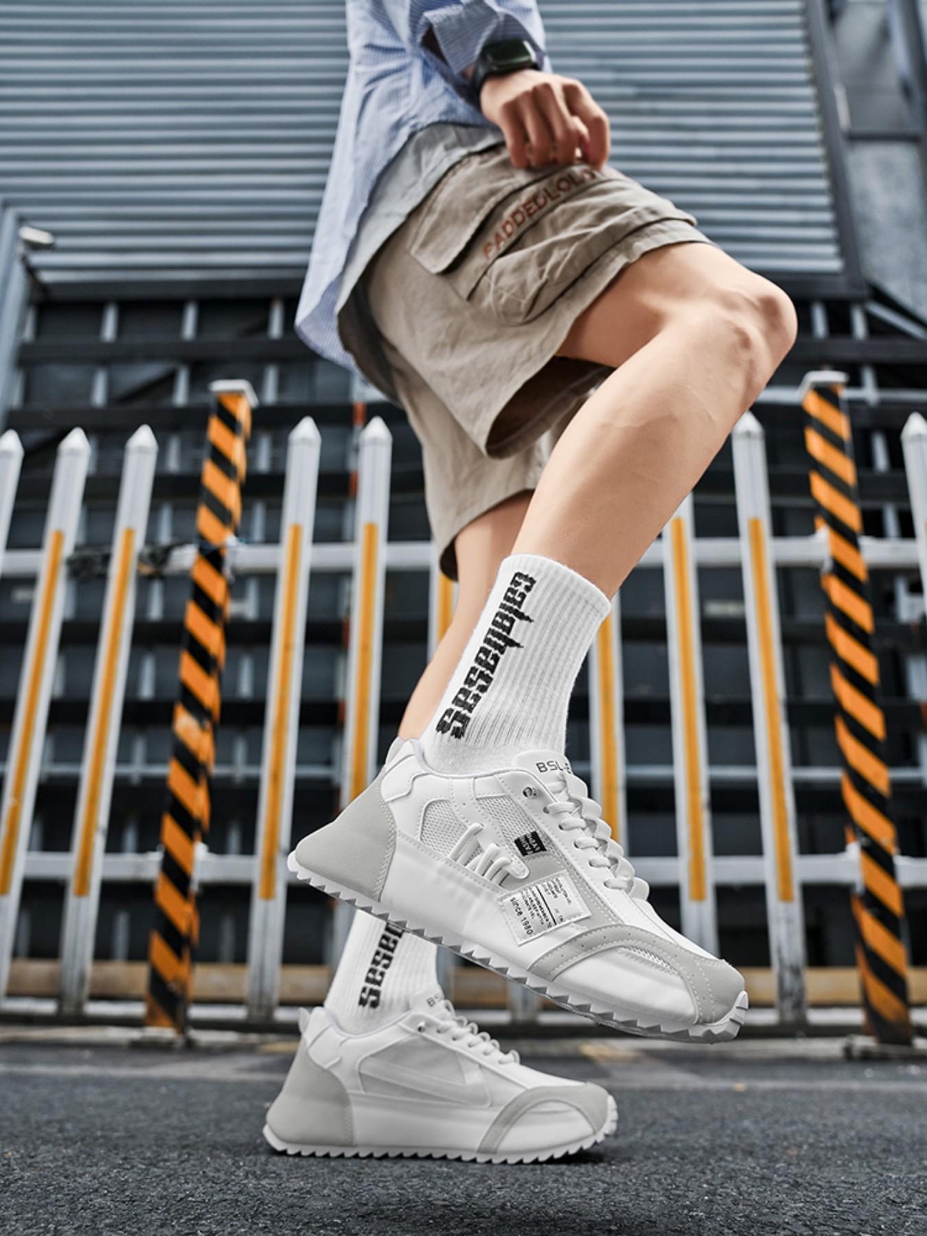 New Spring Trend Men's Shoes Fashion Versatile Skateboard Sneakers Thick Sole Wear-Resistant Casual Sports Shoes Student Cool Shoes