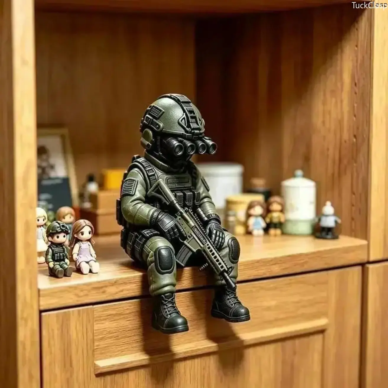 Compact Military Soldier Figurine, Fully Equipped Special Forces Mini Figure with Night Vision Gear, Detailed Collectible Desk Decor for Home & Office, Unique Gift for Military Enthusiasts, Display Minifigure