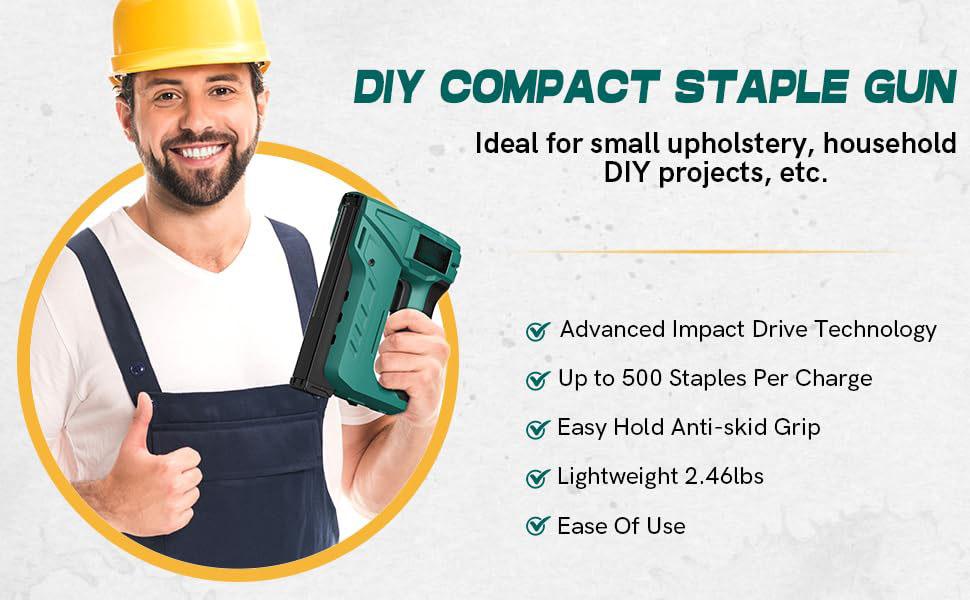 Electric Staple Gun for Wood - Cordless Stapler Gun with T50 Staples, USB Charger, Heavy Duty Satple Gun for Upholstering, Crafts, DIY, Carpentry, Material Repair Electric Staple Gun for Wood - Cordless Stapler Gun with T50 Staples, USB Charger, Heavy Duty Satple Gun for Upholstering, Crafts, DIY, Carpentry, Material Repair